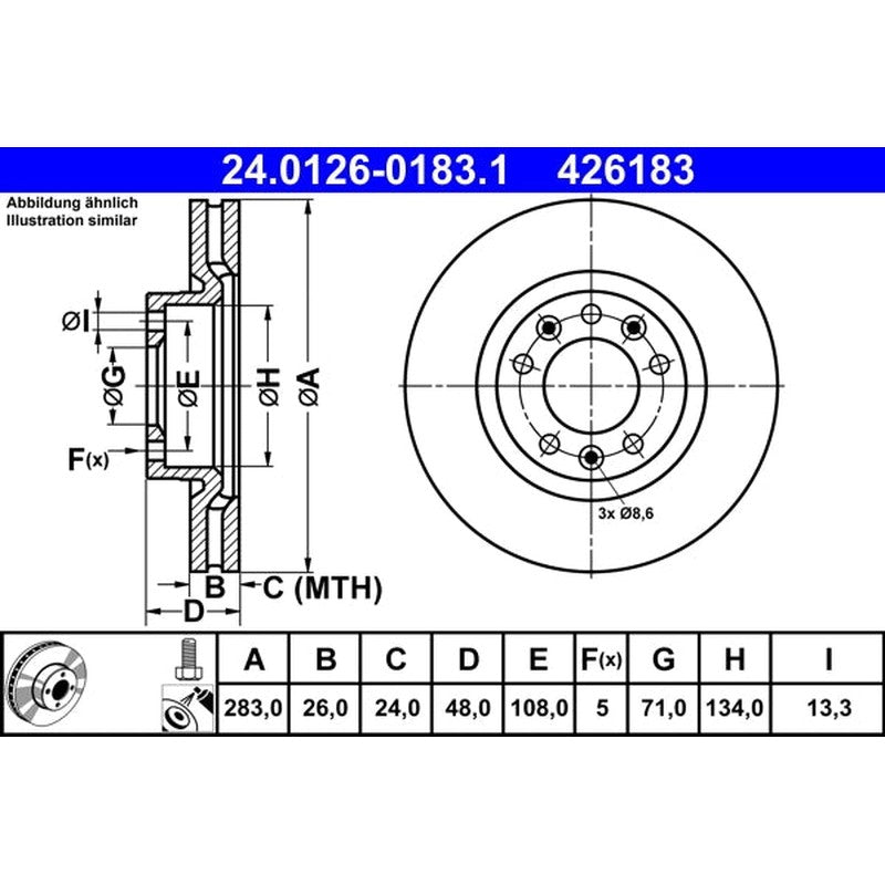 Disc frana 24.0126-0183.1 ATE