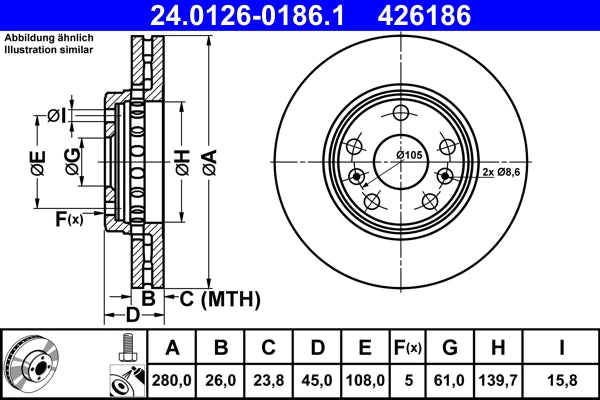 Disc frana ATE 24.0126-0186.1