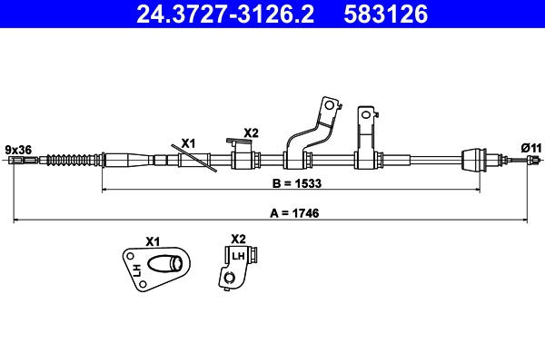 Cablu frana de mana ATE 24.3727-3126.2