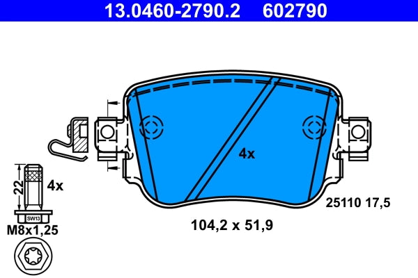 Set placute frana ATE 13.0460-2790.2