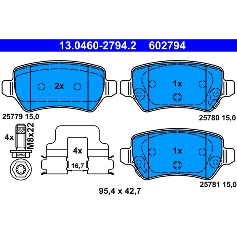 set placute frana,frana disc 13.0460-2794.2 ATE