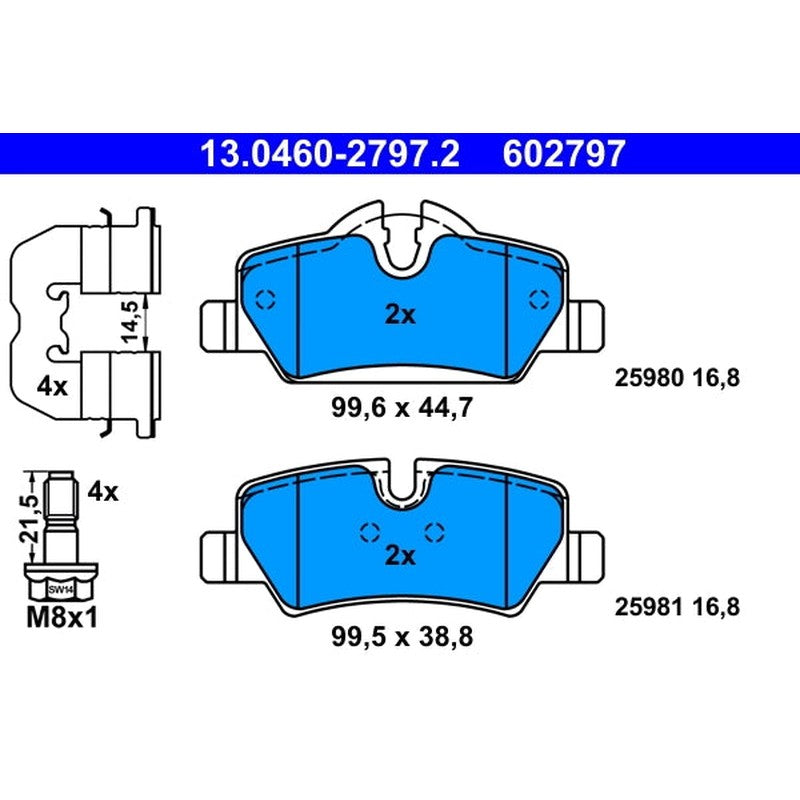 set placute frana,frana disc 13.0460-2797.2 ATE
