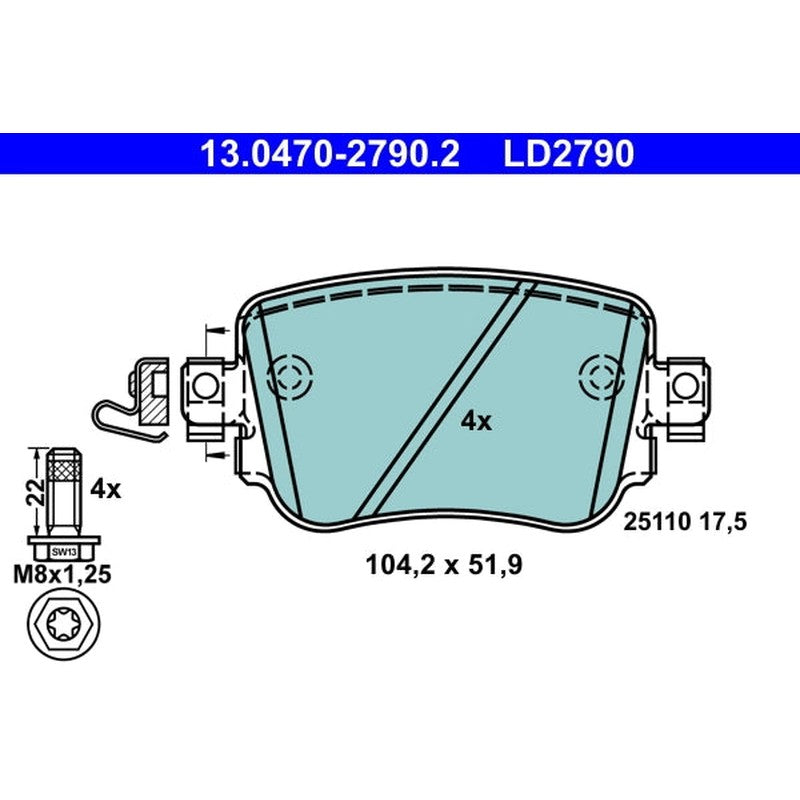 set placute frana,frana disc 13.0470-2790.2 ATE