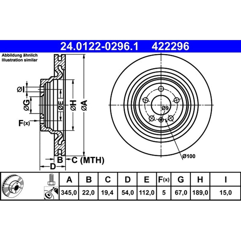 Disc frana 24.0122-0296.1 ATE