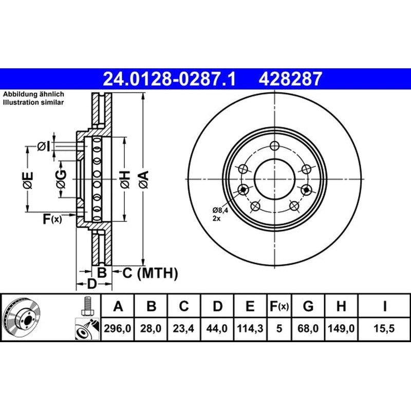 Disc frana 24.0128-0287.1 ATE
