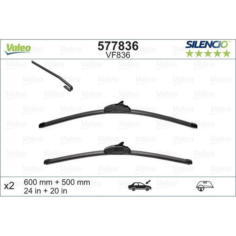 Set lamela stergator Valeo Silencio FlatBlade OE 600/500 mm - 577836