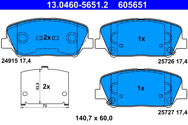 Set placute frana ATE 13.0460-5651.2