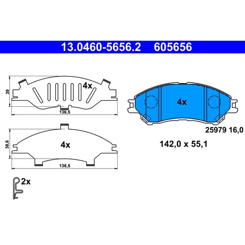 Set placute frana ATE 13.0460-5656.2