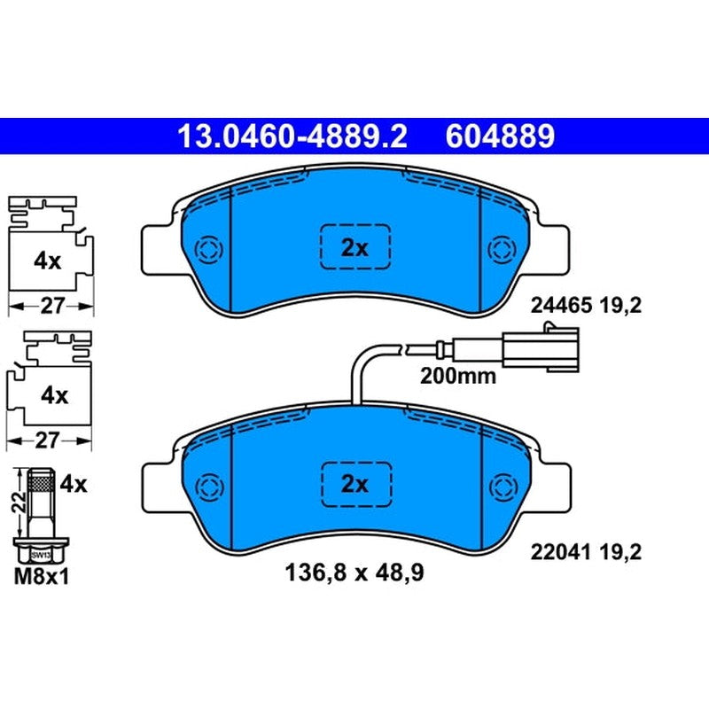 set placute frana,frana disc 13.0460-4889.2 ATE