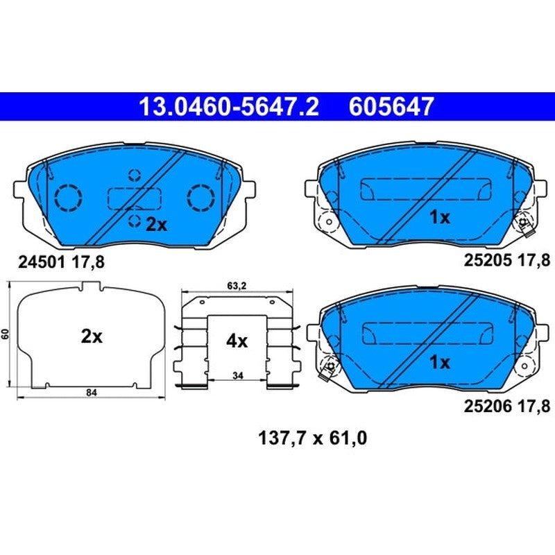 set placute frana,frana disc 13.0460-5647.2 ATE