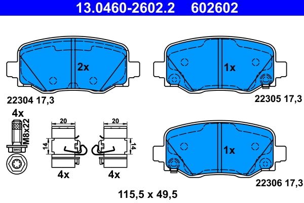 Set placute frana ATE 13.0460-2602.2