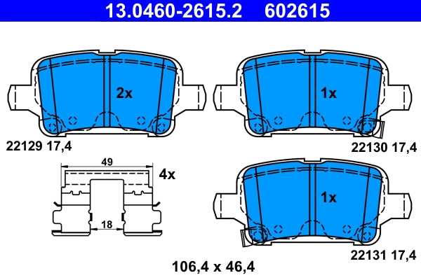Set placute frana ATE 13.0460-2615.2