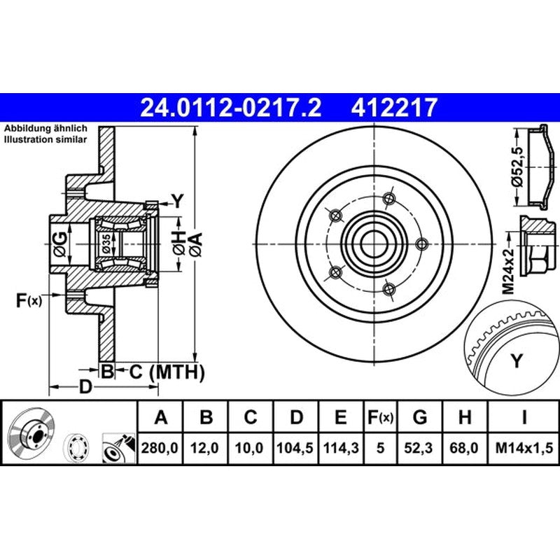 Disc frana 24.0112-0217.2 ATE