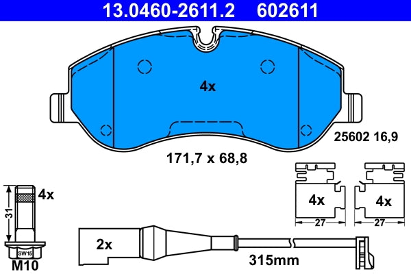 Set placute frana ATE 13.0460-2611.2