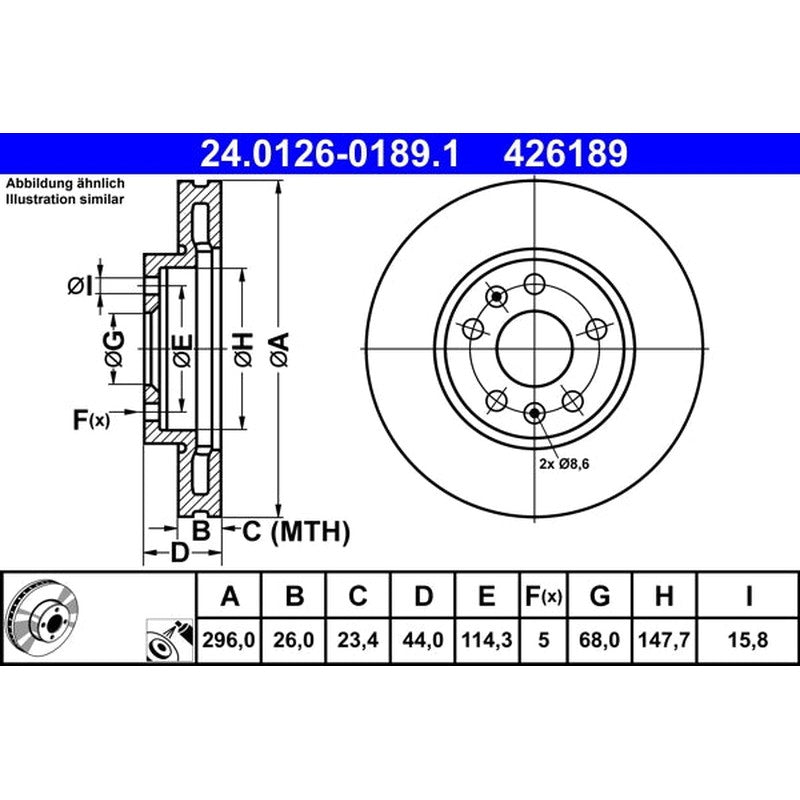Disc frana 24.0126-0189.1 ATE