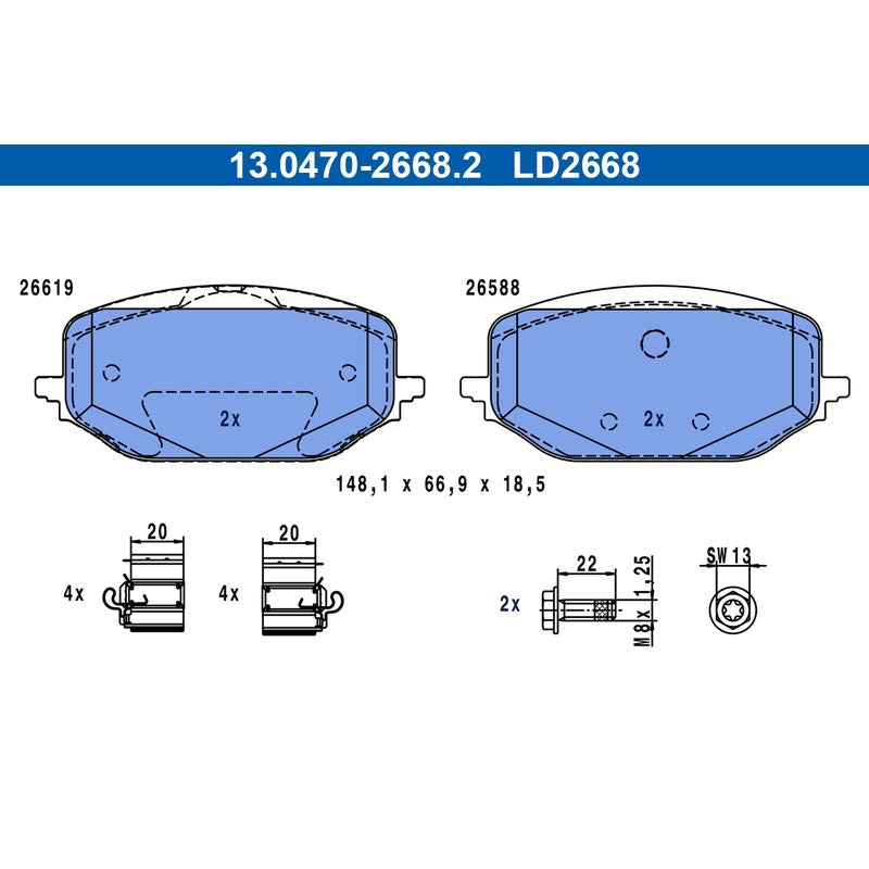 Set placute frana ATE 13.0470-2668.2