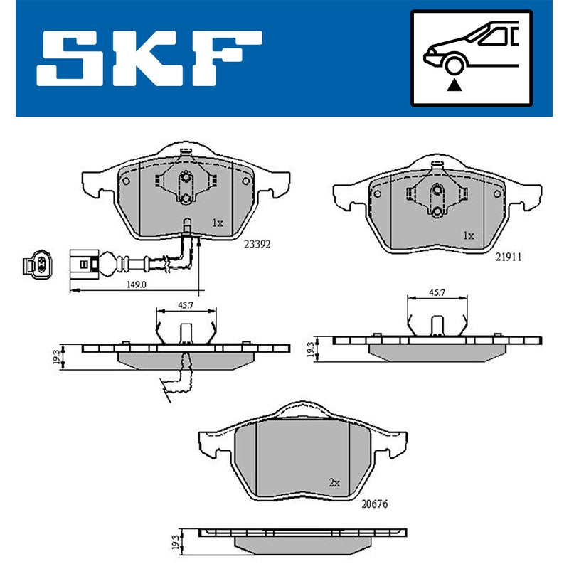 Set placute frana SKF VKBP 80270 E