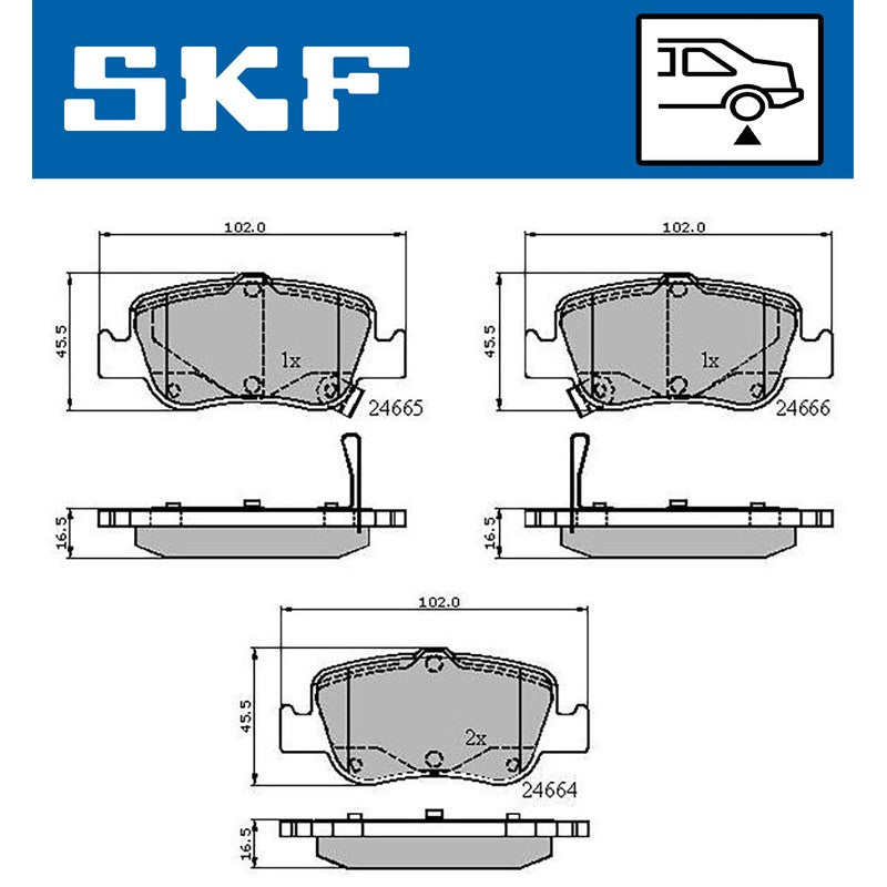 Set placute frana SKF VKBP 90191 A