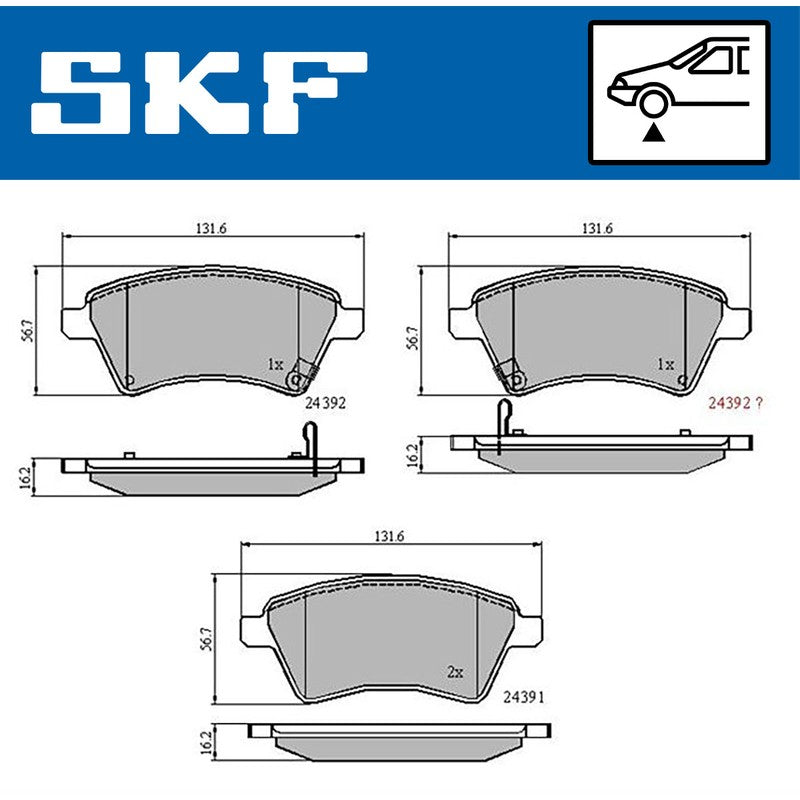 Set placute frana SKF VKBP 80185 A