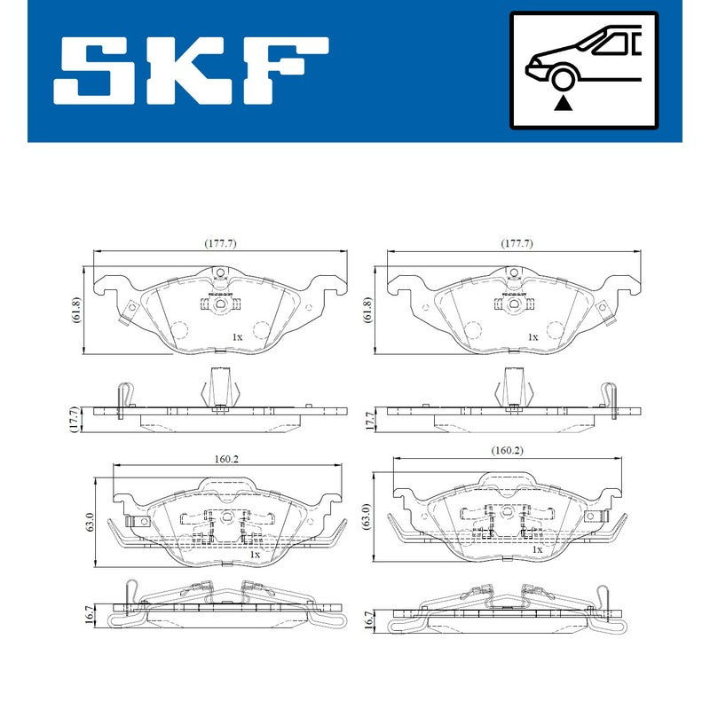 Set placute frana SKF VKBP 80158 A