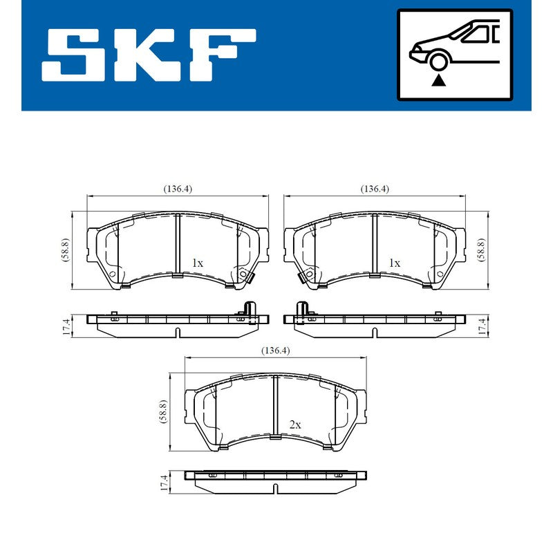 Set placute frana SKF VKBP 80410 A