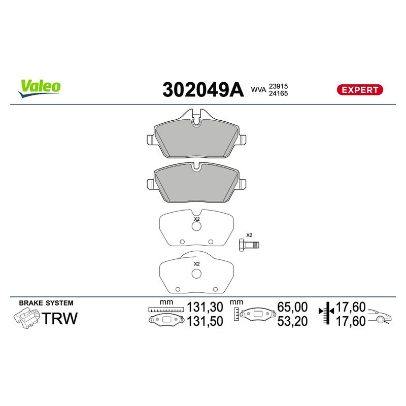 Set placute frana VALEO 302049A
