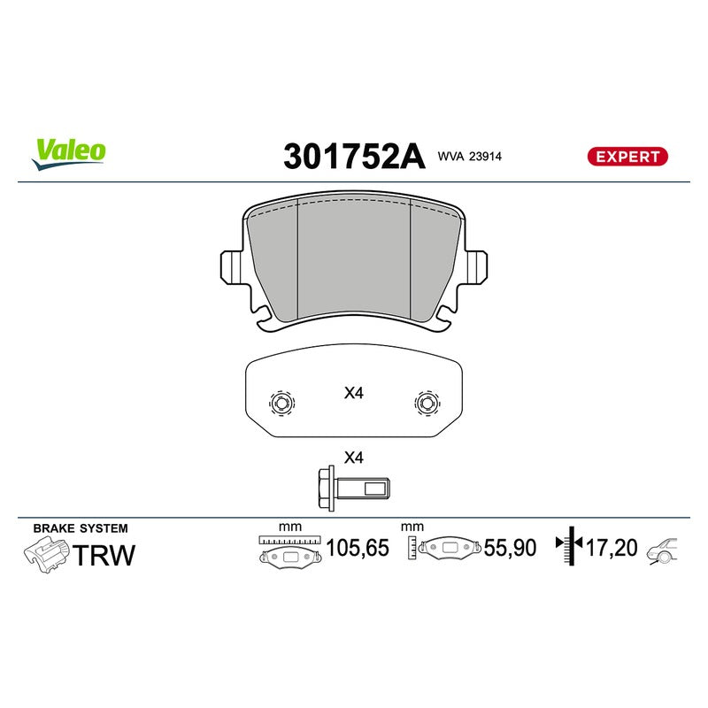 Set placute frana VALEO 301752A
