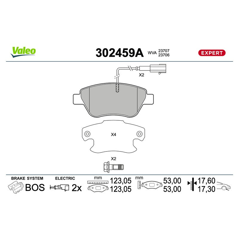 Set placute frana VALEO 302459A