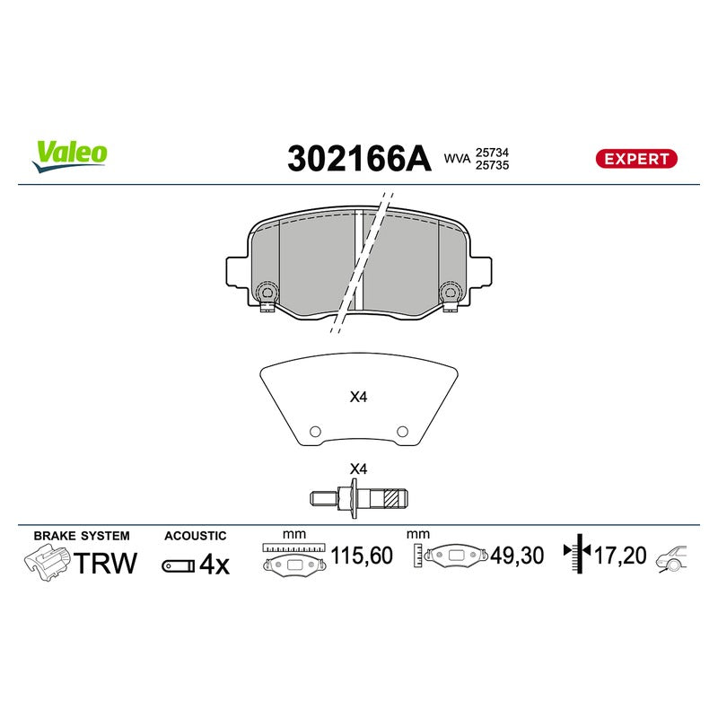 Set placute frana VALEO 302166A