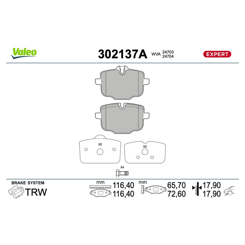 Set placute frana VALEO 302137A