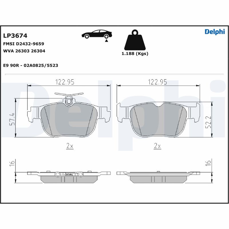Set placute frana de mana DELPHI LP3674