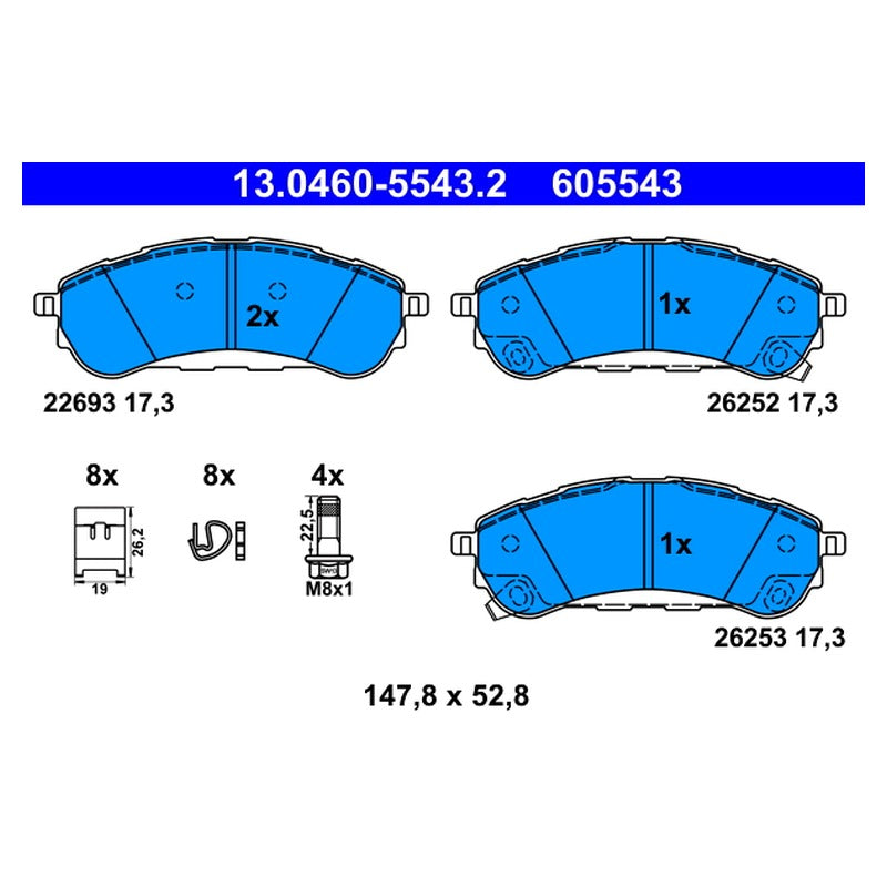Set placute frana ATE 13.0460-5543.2
