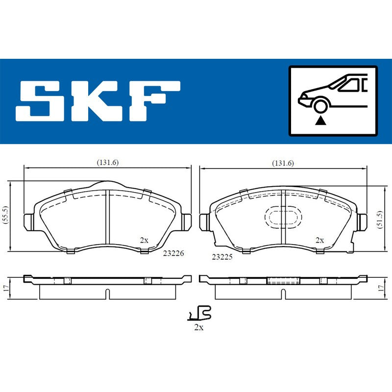 Set placute frana SKF VKBP 80062 A