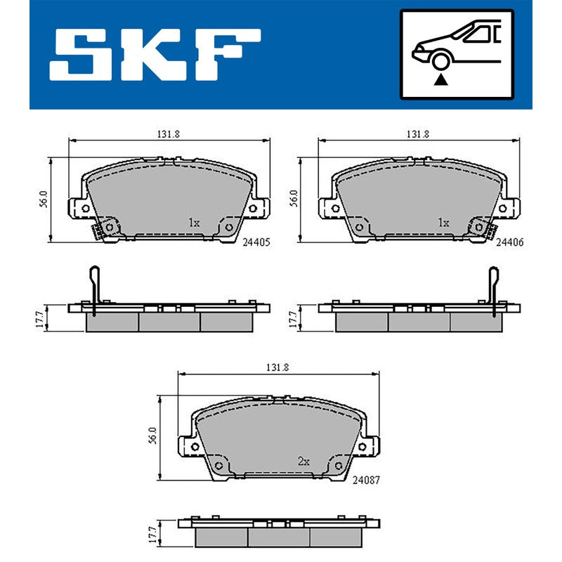 Set placute frana SKF VKBP 80195 A
