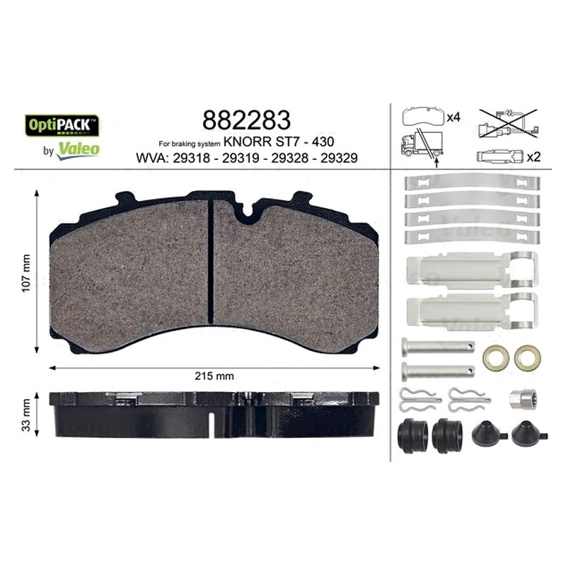 Set placute frana VALEO 882283