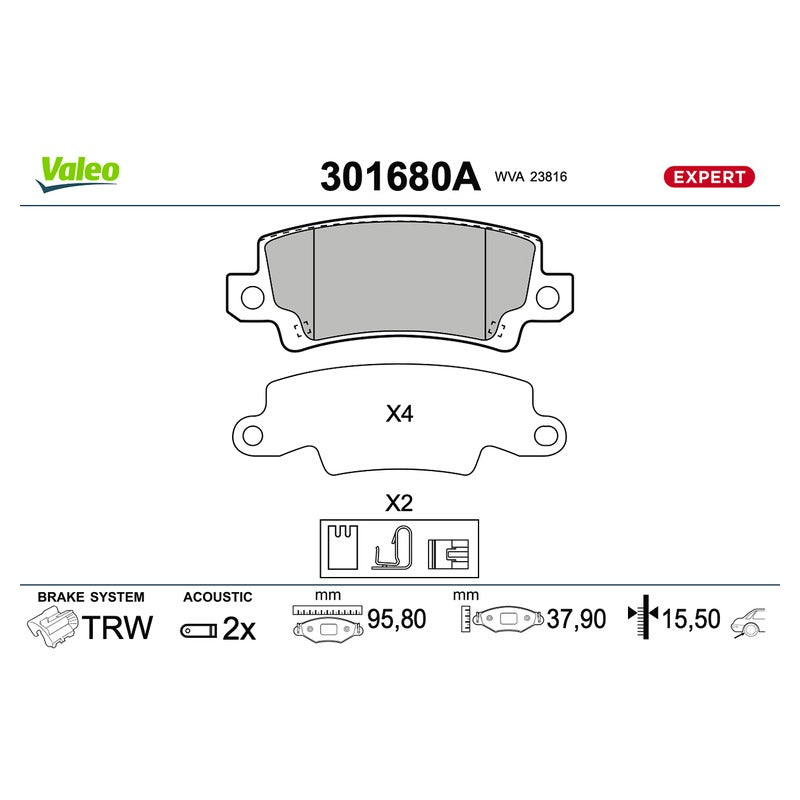Set placute frana VALEO 301680A