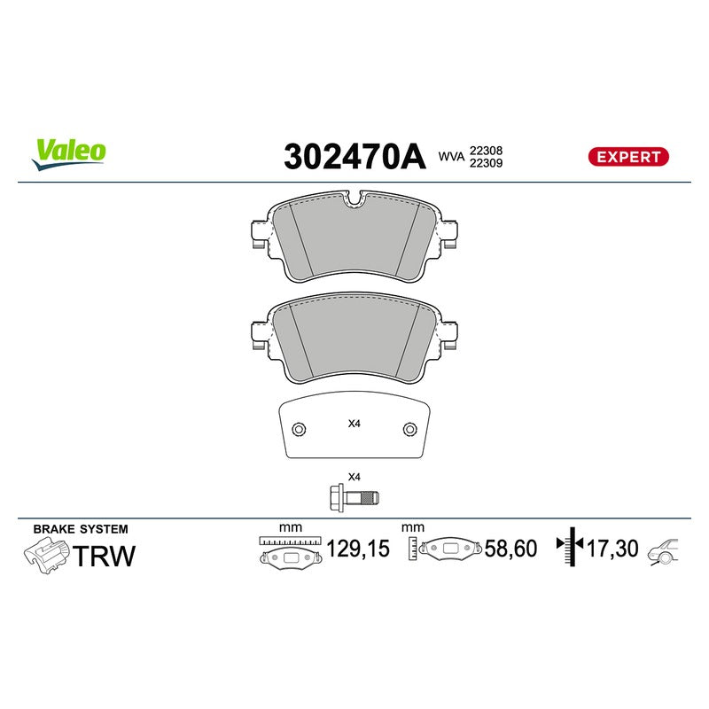 Set placute frana VALEO 302470A