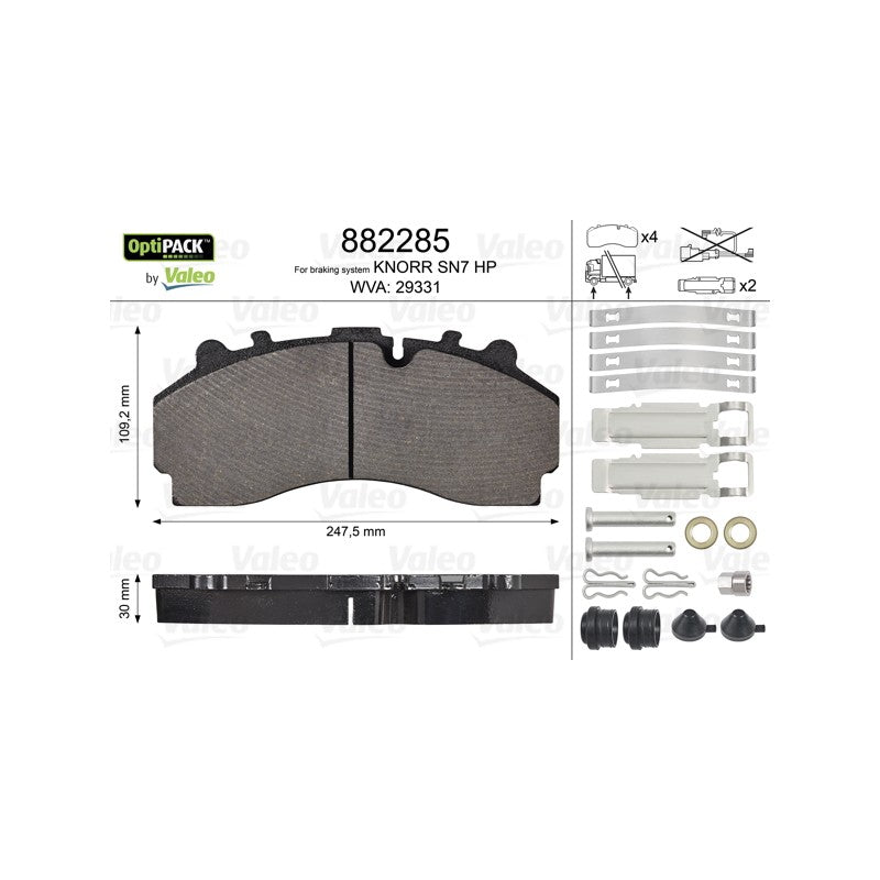 Set placute frana VALEO 882285