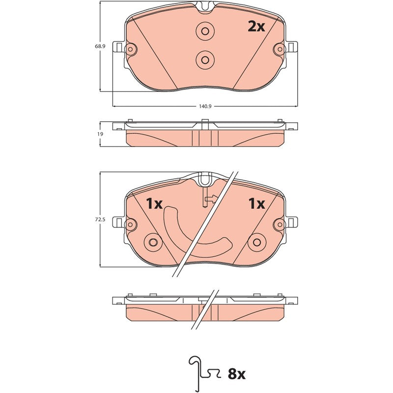 Set placute frana TRW GDB2549