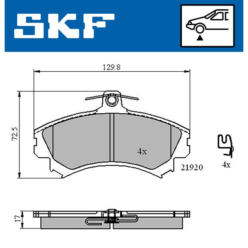 Set placute frana SKF VKBP 80193 A