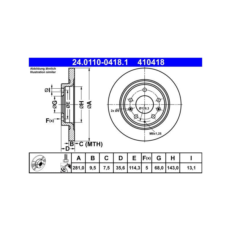 Disc frana ATE 24.0110-0418.1