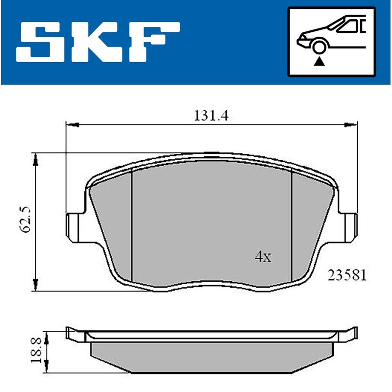 Set placute frana SKF VKBP 80517