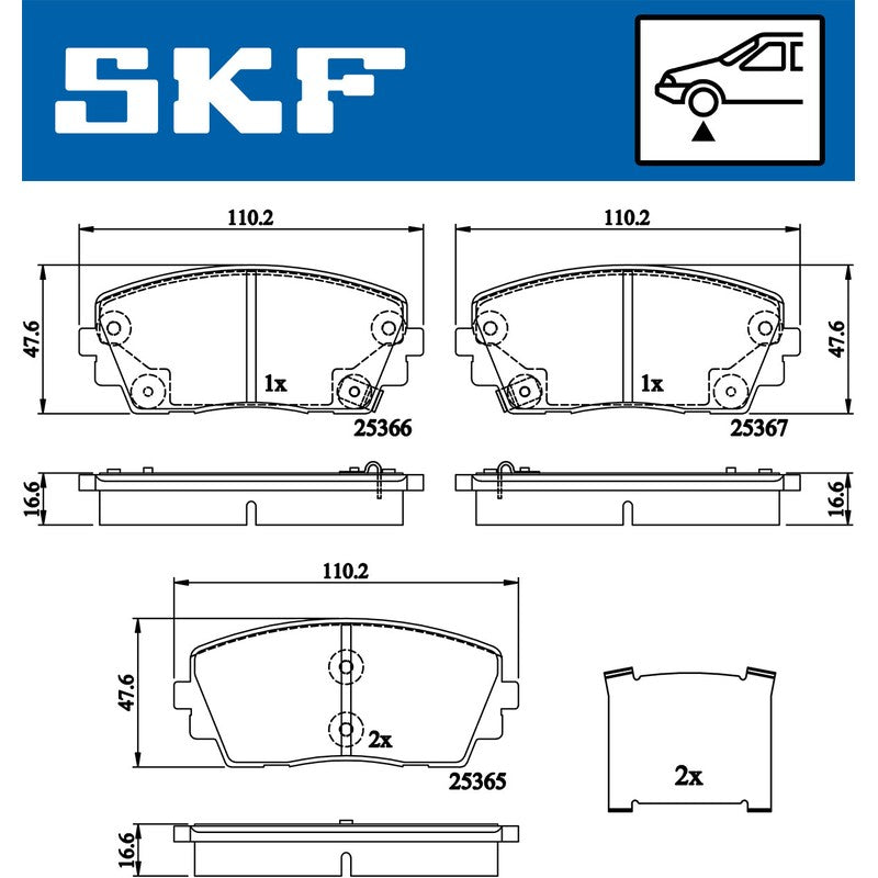 Set placute frana SKF VKBP 80332 A
