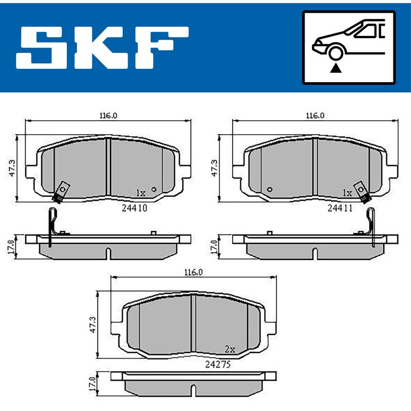 Set placute frana SKF VKBP 80256 A