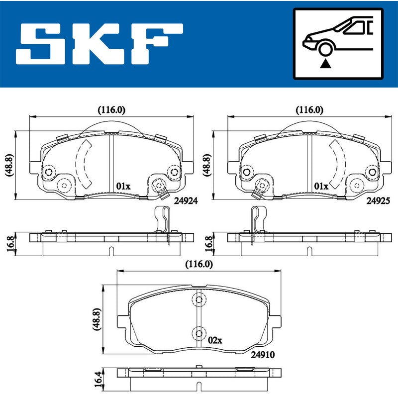 Set placute frana SKF VKBP 80567 A