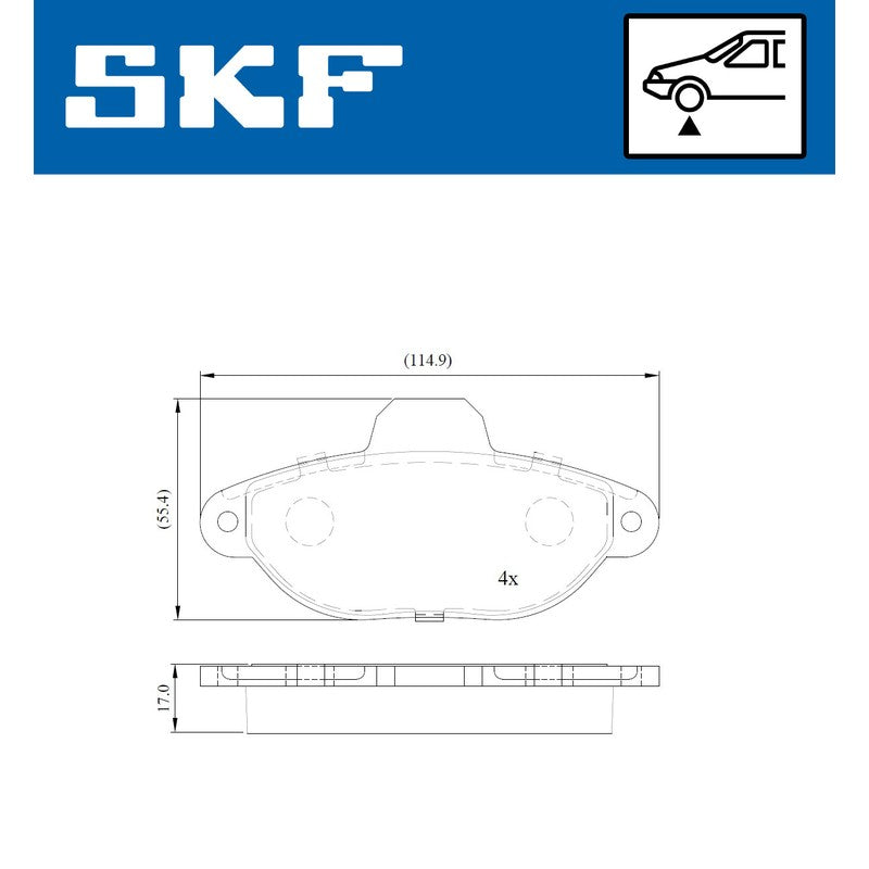 Set placute frana SKF VKBP 80162 E