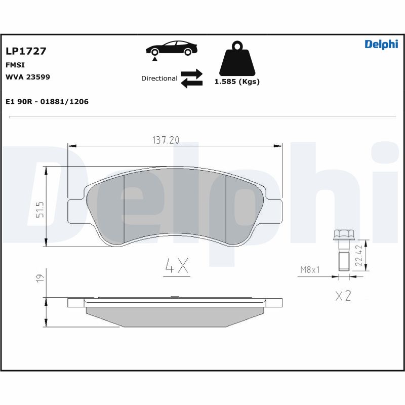 Set placute frana DELPHI LP1727