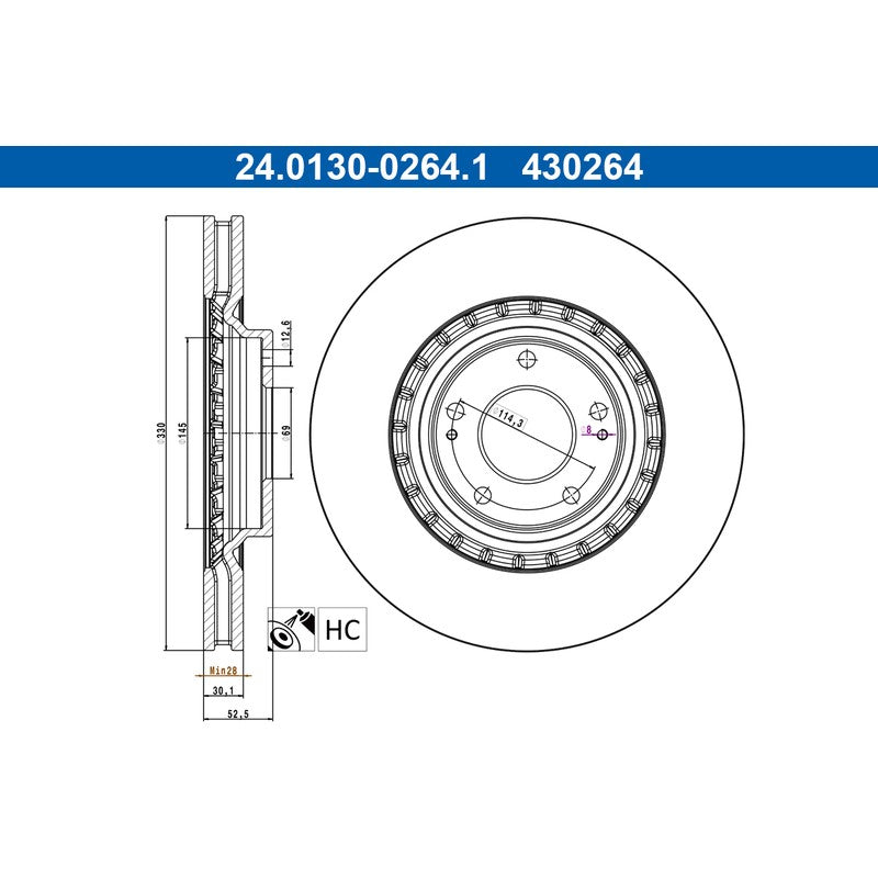 Disc frana ATE 24.0130-0264.1