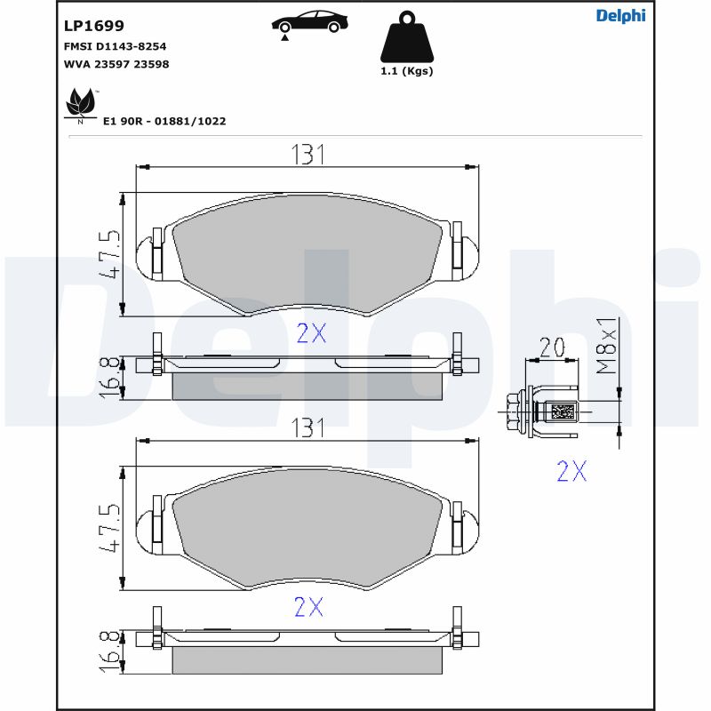 Set placute frana DELPHI LP1699