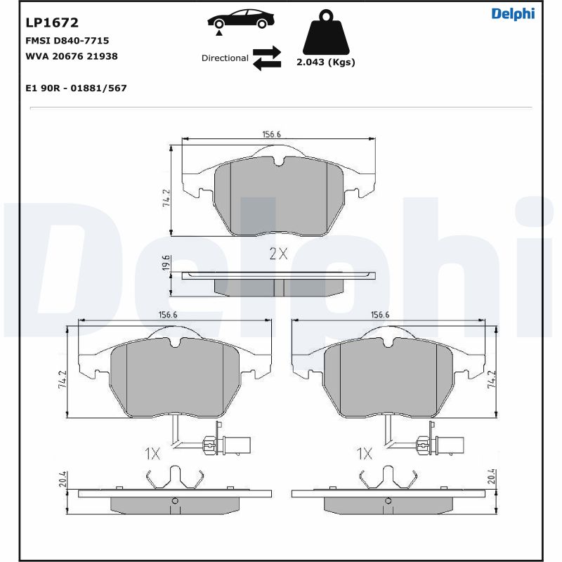 Set placute frana DELPHI LP1672